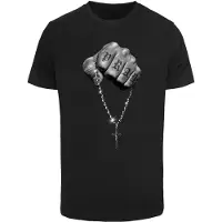 Mister tee Shirt 'Faith Meets Strength' grijs / lichtgrijs / zwart / wit