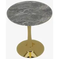 OKWISH Salontafel Rond - Minimalistisch Design Met Hoge Poten - Voor Woonkamer Eethoek En Lounge - Kunstmarmer Goud - 70 Cm
