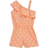 We fashion straight leg playsuit met stippen - oranje Meisjes Polyester Off shoulder - maat 170/176