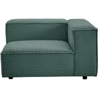 Vente-unique Hoekfauteuil rechts in groen ribfluweel RUZOLO