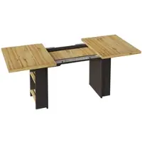 OKWISH Uitschuifbare Eettafel Met Opbergrekken En Opbergvak In Blad Voor Keuken Woonkamer En Thuiskantoor MDF Naturel Hout 120 160×80×75 cm
