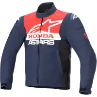 Alpinestars Honda SMX Waterproof Softshell Jas Night Marineblauw Zwart Helderrood Maat S