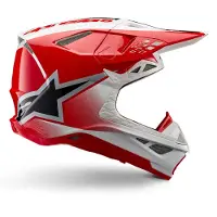 Alpinestars Supertech S-M10 Unite Helm Ece 22.06 Rood Wit Glanzend Maat 2XL