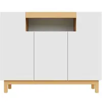 MODFU - Dressoir - Drie Deuren En Open Vak - Minimalistisch - Voor Woonkamer Of Eetkamer - Spaanplaat - Wit