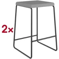 Meet by Paperflow MEDSO barstoel voor buiten, waterafstotende/afneembare stoffen bekleding, zithoogte 750 mm, tot 110 kg, PP/staal, grijs-matzwart, 2 stuks