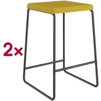 Meet by Paperflow MEDSO barstoel voor buiten, waterafstotende/afneembare stoffen bekleding, zithoogte 750 mm, tot 110 kg, PP/staal, geel-matzwart, 2 stuks