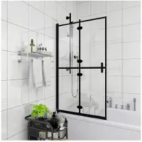 vidaXL Douchewand inklapbaar 80x140 cm ESG zwart