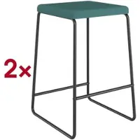 Meet by Paperflow MEDSO barstoel voor buiten, waterafstotende/afneembare stoffen bekleding, zithoogte 750 mm, tot 110 kg, PP/staal, blauw-matzwart, 2 stuks