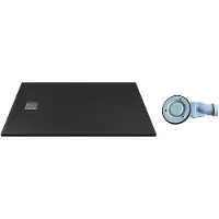 Vente-unique Opzet- of inbouwdouchebak in hars – Met sifon – Zwart – 140 x 90 cm - Snijdbaar - MIRNOSA