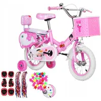 No Meisjesfiets 12 inch - Roze - Met Mandje & Zijwieltjes - Inklapbaar - Vanaf 3 Jaar