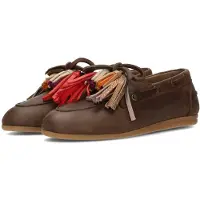 PS Poelman Mocassins 'Vita' donkerbruin / lila / oranje / rood