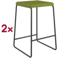 Meet by Paperflow MEDSO buitenbarkruk, waterafstotende/afneembare stoffen bekleding, zithoogte 750 mm, tot 110 kg, PP/staal, groen-matzwart, 2 stuks