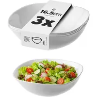 Kadax Witte glazen kom, slakom, set kom, vierkant, wit, magnetrongeschikte mueslikom, serveerschaal voor salades, soepen, voorgerechten, fruit (15 cm, 3 stuks)
