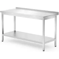 Hendi Muur werktafel met schap – geschroefd – 1400x700x850 mm – roestvast staal – verstelbare voeten