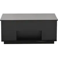 OKWISH Salontafel - In Hoogte Verstelbaar Met Hydrauliek - Met LED En Opbergruimte - Spaanplaat Zwart - 100x50x45 cm