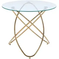 OKWISH Eettafel – Ruimtebesparend Ontwerp – Voor Keuken En Woonkamer – Glazen Blad Met Metalen Poten – Goud