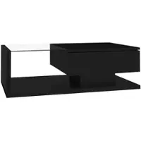 OKWISH Salontafels - Koffietafel Met Lade - LED Beisteltisch - Rechthoekig - Voor Woonkamer En Slaapkamer - 105x55x32,5 cm - Spaanplaat - Zwart