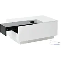 OKWISH Salontafels - Koffietafel Woonkamer Tafel Met LED Licht En Opbergruimte - 80x50x35,5 cm - MDF - Wit