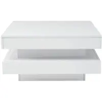 OKWISH Koffietafel 70x70x36 cm - Salontafel Met 16 Kleuren LED-Licht - Stijlvol En Modern - Spaanplaat - Wit