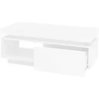 OKWISH Salontafels - Vorm 100x50x40.3 cm - Woonkamer Tafel Met LED En 1 Lade - Modern Hoogglans Design - Voor Dagelijks Gebruik - Hout - Wit