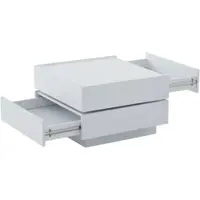 OKWISH Salontafels - Salontafel Met Lade En Draaibare Bovenkant - 2 Etages Opbergruimte - 60x60x38 cm - Spaanplaat - Wit