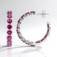 Cavill - Elegante Zilveren Oorbellen - 925 Sterling Zilver Gerhodineerd - Rhodoliet Edelstenen 7,857 ct - Hart & Druppelvorm - Damesoorbellen 28 mm