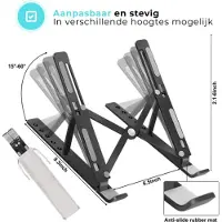 Jumada - Office Laptop Standaard Verstelbaar - Ergonomisch - Aluminium - Zwart - Maximale schermformaat: 17 - Minimale schermafmeting: 9 inch