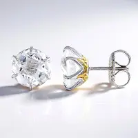 Cavill - 925 Zilveren Oorbel met Witte Kwarts Rond Slijpsel - 7,2 Ct - Elegante Zilveren Oorknopjes - Palladium Afwerking - Tijdloos & Glanzend