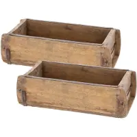 Novaliv 2x Houten Kist Vintage 30 x 15 x 10 cm Oude Baksteen Vorm Hout EEN KAMER Universele doos van gerecycled oud hout Elke vorm is uniek - Cadeaudoos