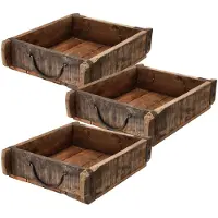 Novaliv 3x houten kist vintage 30 x 25 x 8 cm oude baksteenvorm hout grote multifunctionele kist gemaakt van gerecycled oud hout elke vorm is uniek ? Vintage doosdecoratie