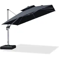 PURPLE LEAF Vierkant Parasol – 360 ° Draaibaar - Kantelbaar – UV werend doek - Houtlook - Windbestendige Zweefparasol