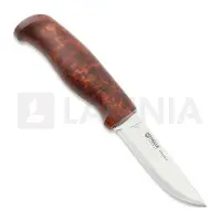 Helle Allmenn 200008 Polished 12C27 Red Curly Birch, vaststaand mes