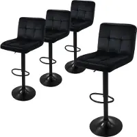 ML-Design Set van 4 barkrukken Abigail velvet | fluweel zwart 45x112x50 cm barkrukken | NADUVI