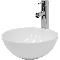 LuxeBath Wastafel incl. Badoverloopgarnituur met overloop 320x320x135 mm keramisch rond wit
