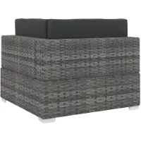 vidaXL Hoekbank 1 st met kussens poly rattan grijs