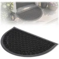 Kadax Deurmat, entreemat van robuust polyester met rubberen zijde, duurzame vuilvangmat in 6 verschillende patronen naar keuze, deurmat, halve cirkel 60 x 40 cm, antraciet