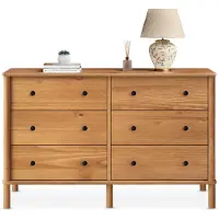 Idimex APOANA-commode van massief hout met 6 lades – eikenkleuren
