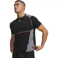 Under Armour UA HG Elite Fitted SS-BLK Heren Sportshirt - Ultimate Zwart / Pink Frenzy / Reflective