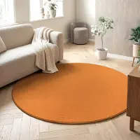 Muratap Uni rond oranje vloerkleed – modern laagpolig effen tapijt- 240 cm rond