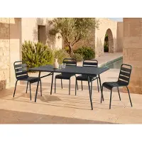 Vente-unique Tuintafel B 160 cm in metaal - Zwart - MIRMANDE van MYLIA