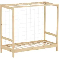 ML-Design Kinderbed voetbaldoel 70x140 cm naturel eenpersoonsbed voor kinderen houten bed met lattenbodem & doelnet handbaldoel