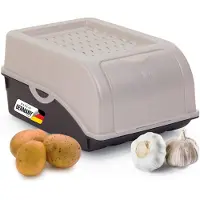 Novaliv Aardappelbewaardoos | klein 3,5L | PARELMOER Wit | Uiendoos | Groentebox stapelbare aardappelbox uienopslag aardappelmand fruitcontainer aardappelbox voedselopslagcontainer wortels