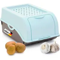 Novaliv Aardappelbewaardoos | klein 3,5L | TURKOOIS | Uiendoos | Groentebox stapelbare aardappelbox uienopslag aardappelmand fruitcontainer aardappelbox voedselopslagcontainer wortels