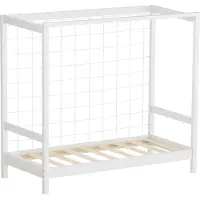 ML-Design Kinderbed voetbaldoel 70x140 cm wit eenpersoonsbed voor kinderen houten bed met lattenbodem & doelnet handbaldoel
