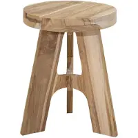 Mega Collections Zit krukje - bijzet stoeltje - Decowood - lichtbruin - D30 x H40 cm - rond - FSC hout - Luxe uitvoering
