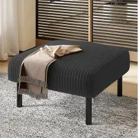 OKWISH Hocker Comfortabel – 56 x 51 x 39 Cm – Cordstof En Metaal – Grijs – Voetbank, Zitkruk Of Bijzettafel – Zonder Gereedschap
