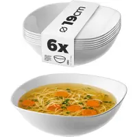 Kadax 6x slakom 19 cm glazen kommen voor soep en snacks, set, wit