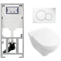 Villeroy & Boch O.novo inbouwset - met diepspoel wandcloset - softclose zitting afdekplaat - wit 0701131/0124124/0124182/0700518/