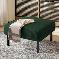 OKWISH Voetenbankje Cordstof – 56 x 51 x 39 cm – Metalen Frame – Smaragdgroen – Gepolsterd – Voor Woonkamer en Slaapkamer
