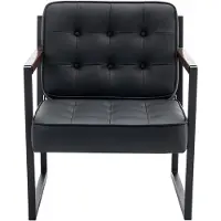 COLAMY - Accentstoel - Comfortabel - Fauteuil - Midden van de eeuw - Modern - Metalen poten - Kunstleren ontvangstfauteuil - Zwart